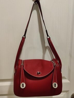 Burgundy Red Leather Lindy Style Shoulder Bag